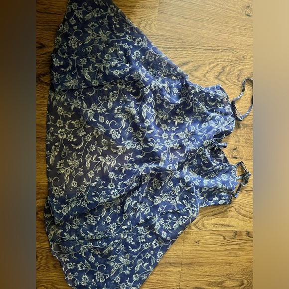 Victoria’s Secret xs Floral sheer Blue Spaghetti Strap Top keyhole sexy vtg chic - Picture 2 of 6